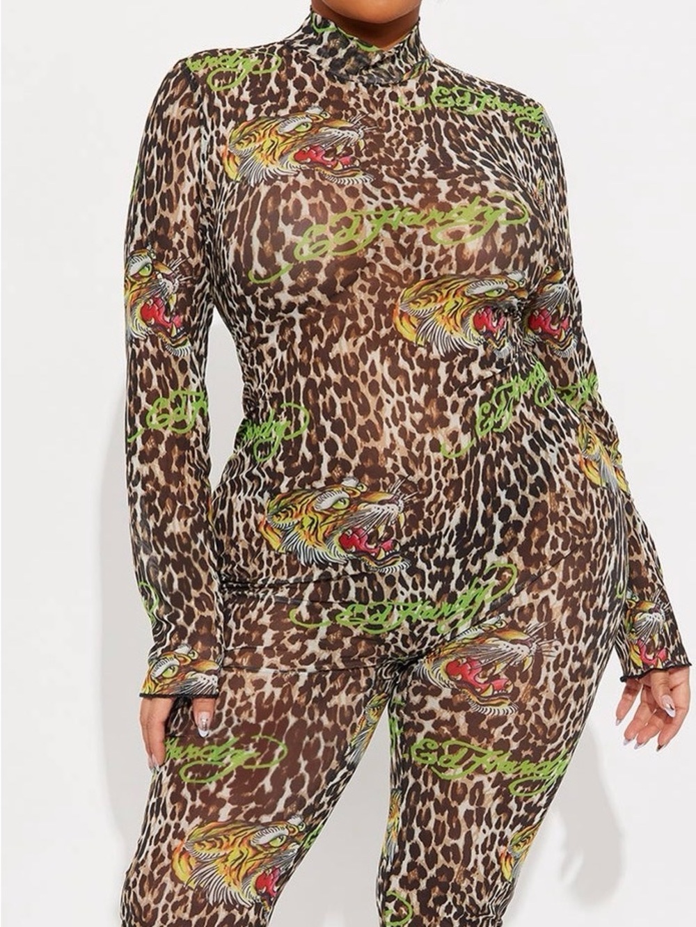 Leopard Print High-Waist Stretch Jumpsuit Pants - Brown